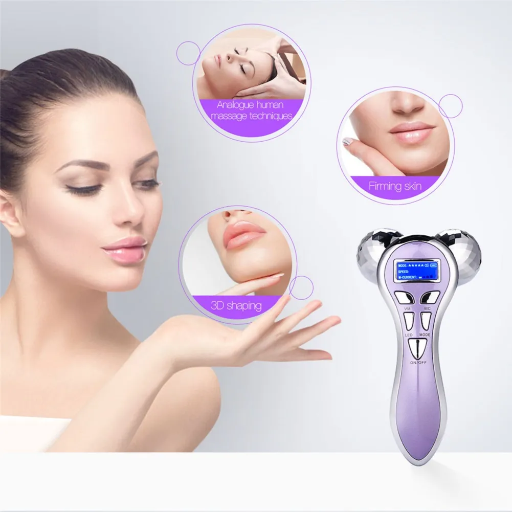 4D Face Massager Roller V Face Lift Massage Microcurreren Gezichtshift Y-vorm Roterende rimpel Verwijder de huid Schoonheid