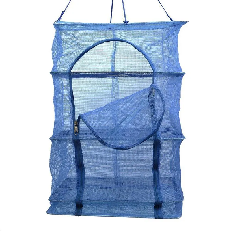 4 Layer Foldable Fishing Net Rack With Hanging Vegetable Dishes And PE ...