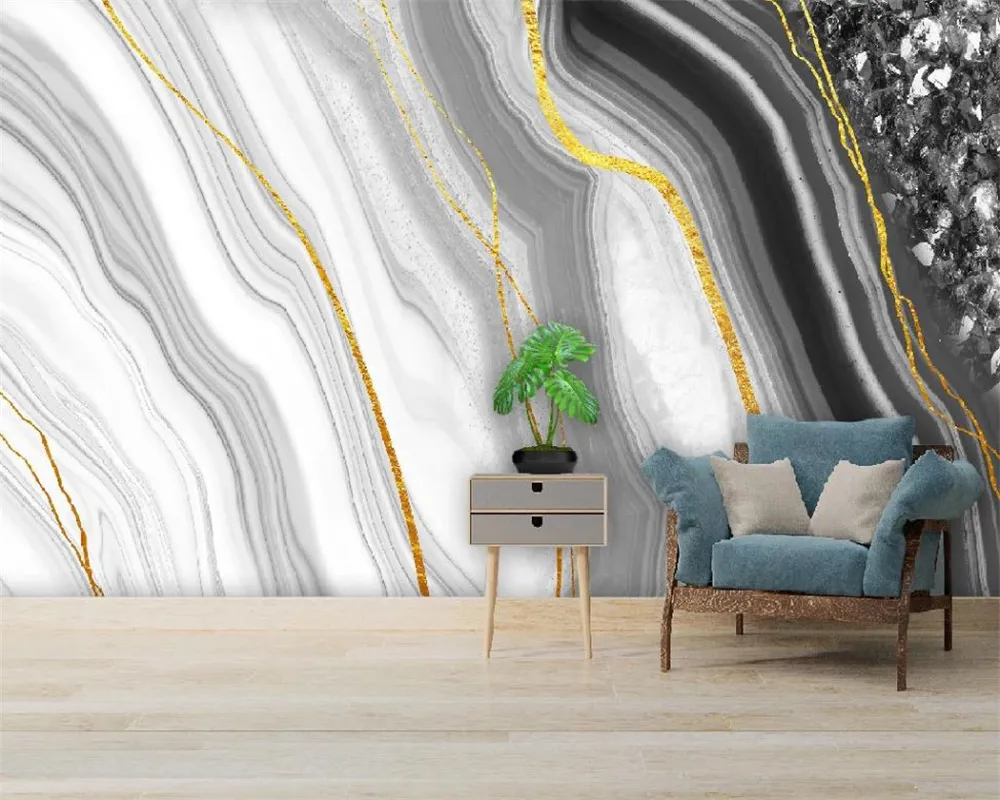 3D Wallpaper Mural Silk Marble Pattern Custom Size for Living Room ...