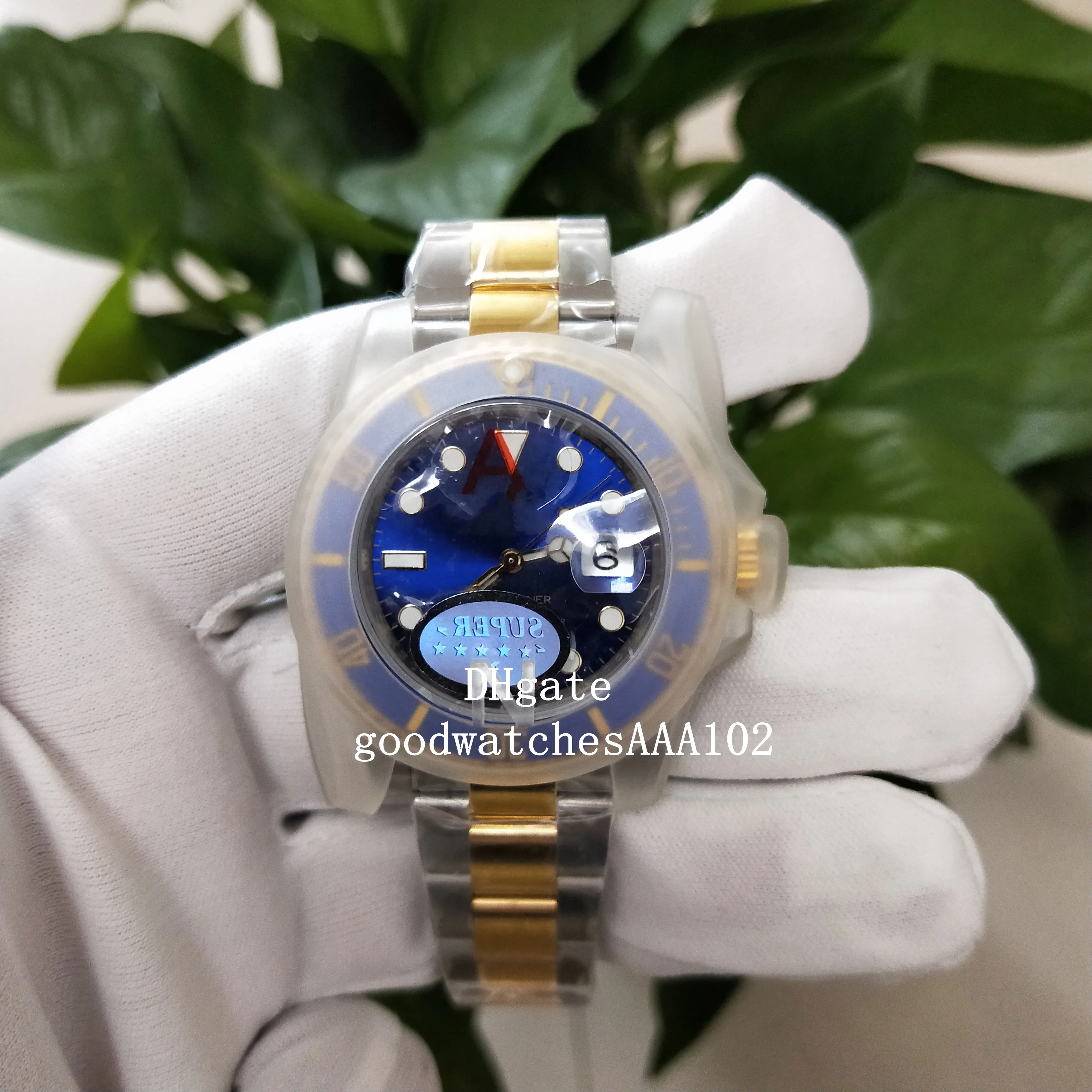 Fashion Mens N Najwyższej Jakości Factory 2836 Ruch 40mm Blue Dial Sapphire Glass Dwa Tone Gold Automatic High Quality Mens Watch Watches