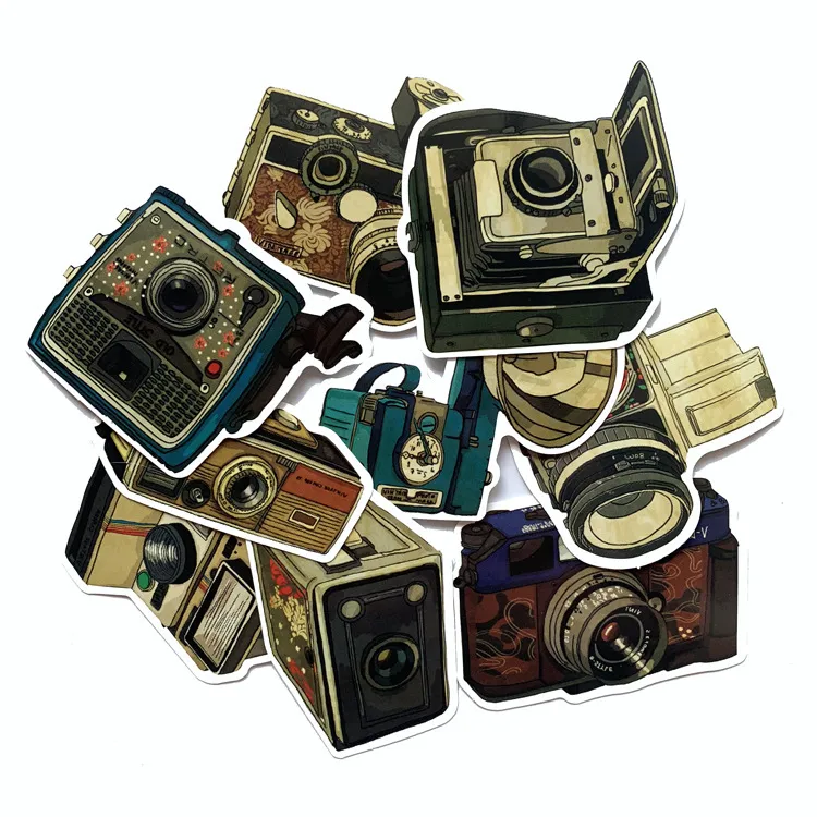 10 set 90 pezzi adesivo per fotocamera retrò adesivo per frigorifero per skateboard adesivo impermeabile per tazza d'acqua