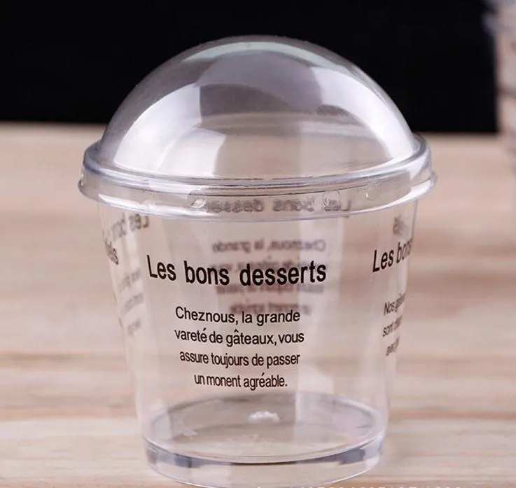 蓋付き200mlクリアデザートカップ：プラスチックのムースケーキカップ