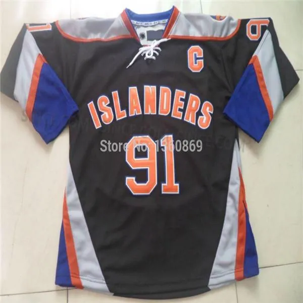 No91 John Tavares Blue Home Authentic Stitched Jersey
