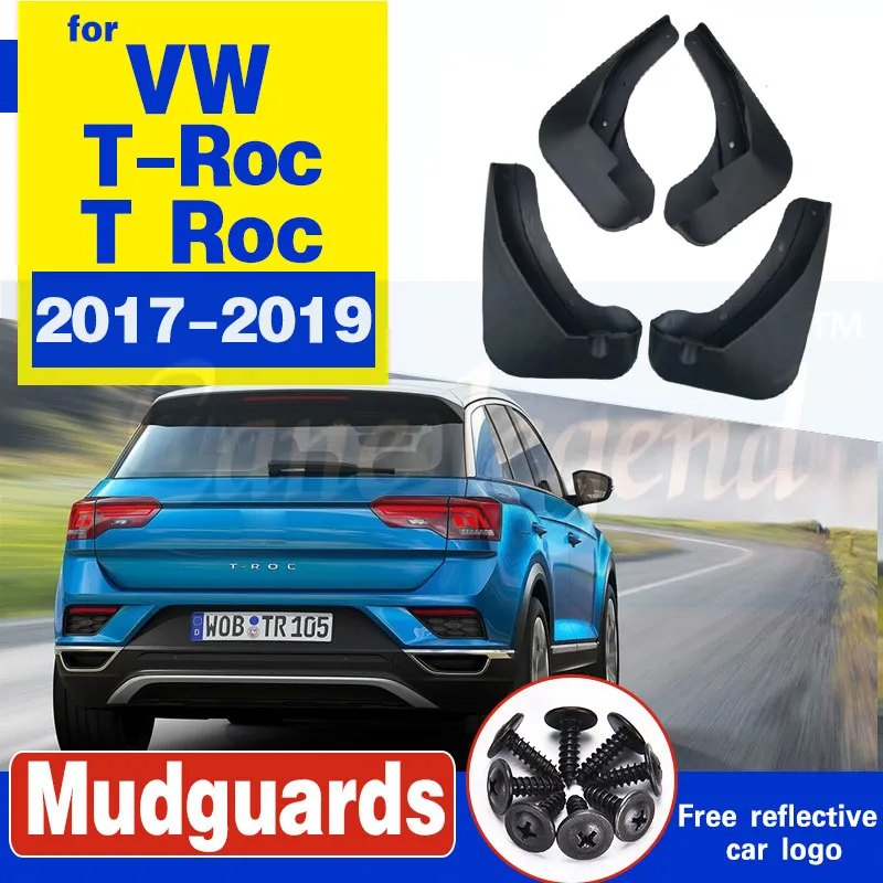 För Volkswagen VW T-Roc Troc T Roc 2017 2018 2019 Mud Flaps Splash Guards Mudguards Carbon Fiber Effect Mudflaps biltillbehör307R