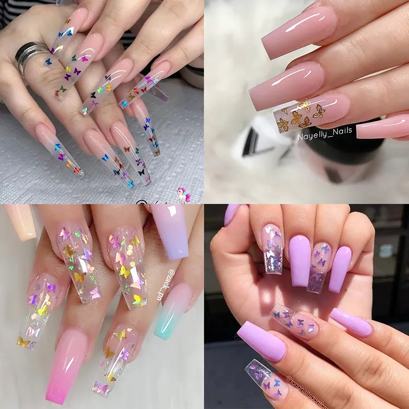 QualitySummer Kolorowe 3d Naklejki Nail Transfer Butterfly Piękne nakładki Dekoracja Nail Art Akcesoria DIY Design Nail Kalkomanie