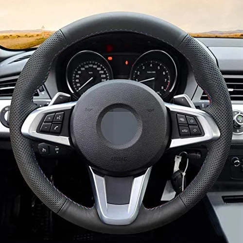 Suitable for BMW Z4 E89 2009-2016 steering wheel cover DIY hand-stitched black leather breathable and non-skid257b
