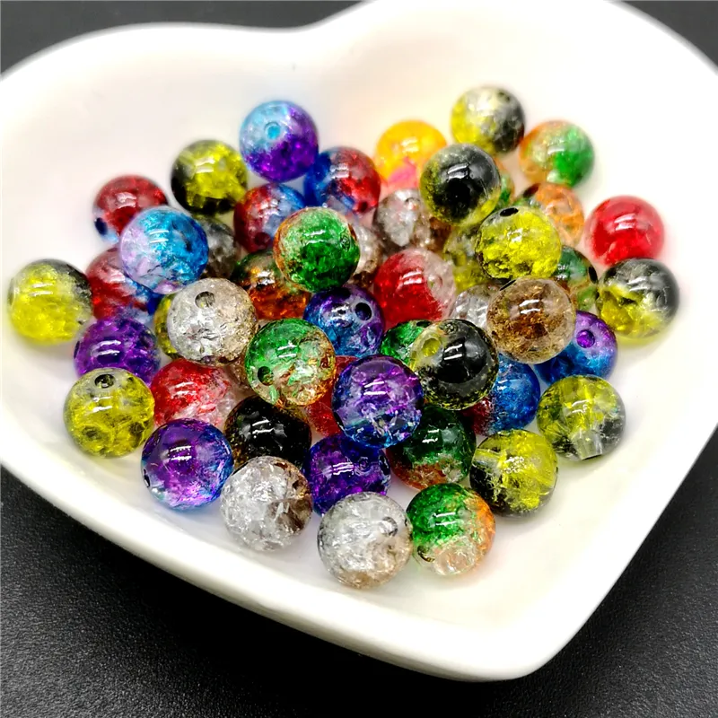 50 pcs 8mm Double colorido grânulos rachados espaçadores espaçadores para jóias fazendo artesanal diy