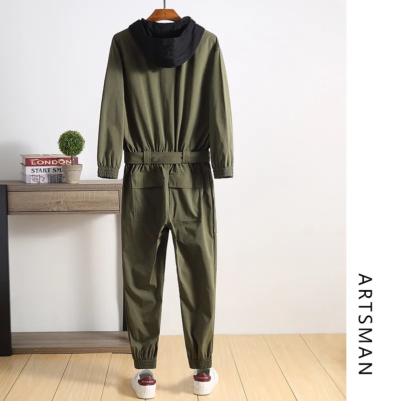 Lisingtool Overalls Men Artificial Wool Long Sleeve Pajamas Casual Solid  Color Zipper Loose Hooded Jumpsuit Pajamas Casual Winter Warm Rompe 1 Piece