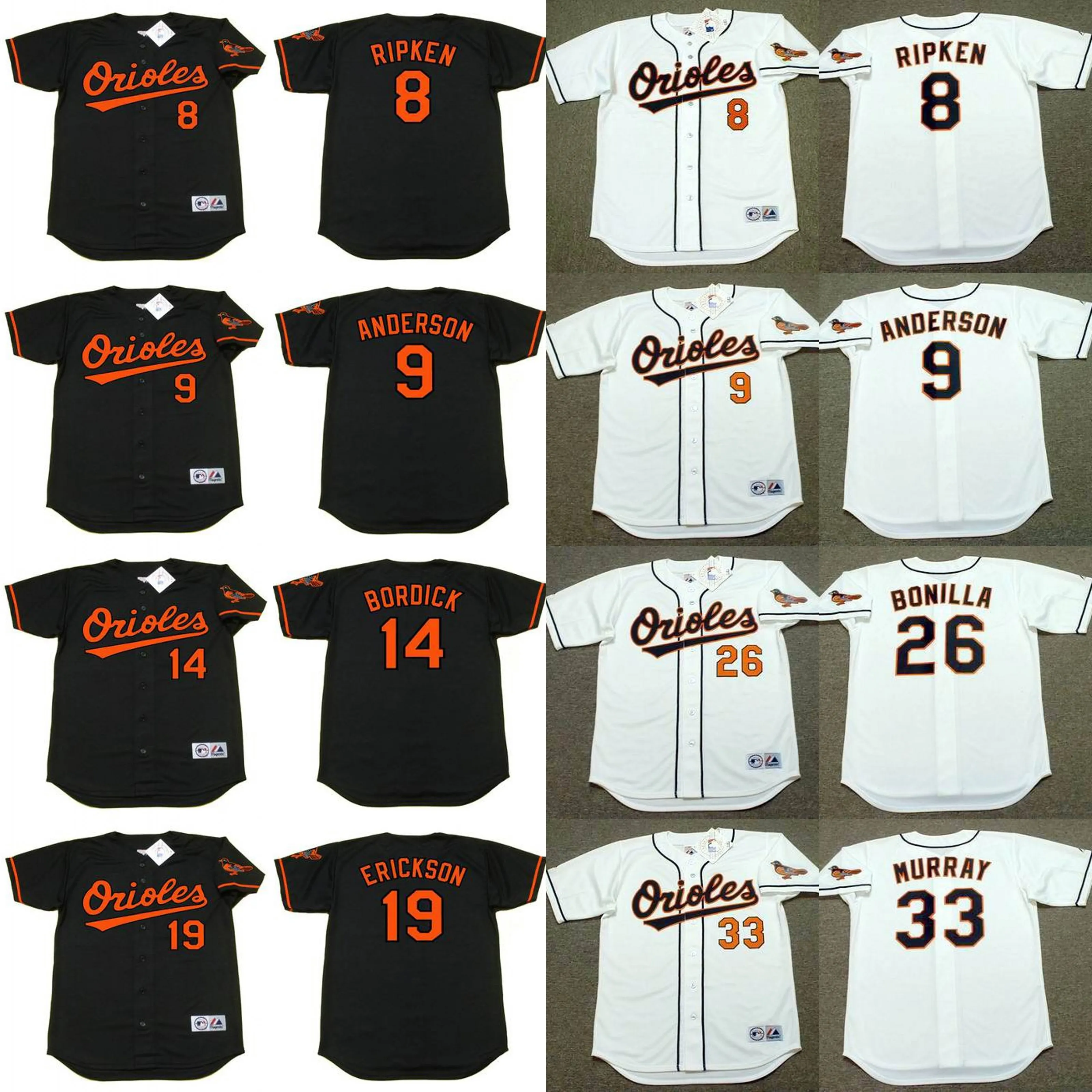 Baltimores 9 BRADY ANDERSON 14 MIKE BORDICK 8 CAL RIPKEN Jr. 19 SCOTT ERICKSON 35 MIKE MUSSINA 17 BJ SURHOFF 스티치 야구 저지