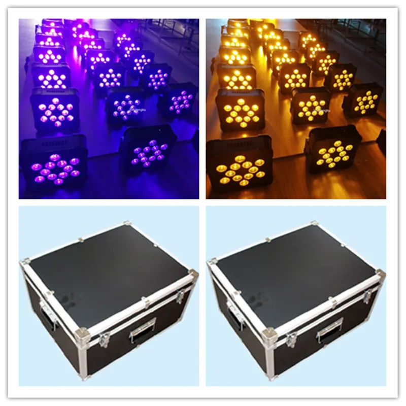 20 pieces with case 12 lens 18w rgbwa uv battery stage light flat par wireless battery powered led par 64