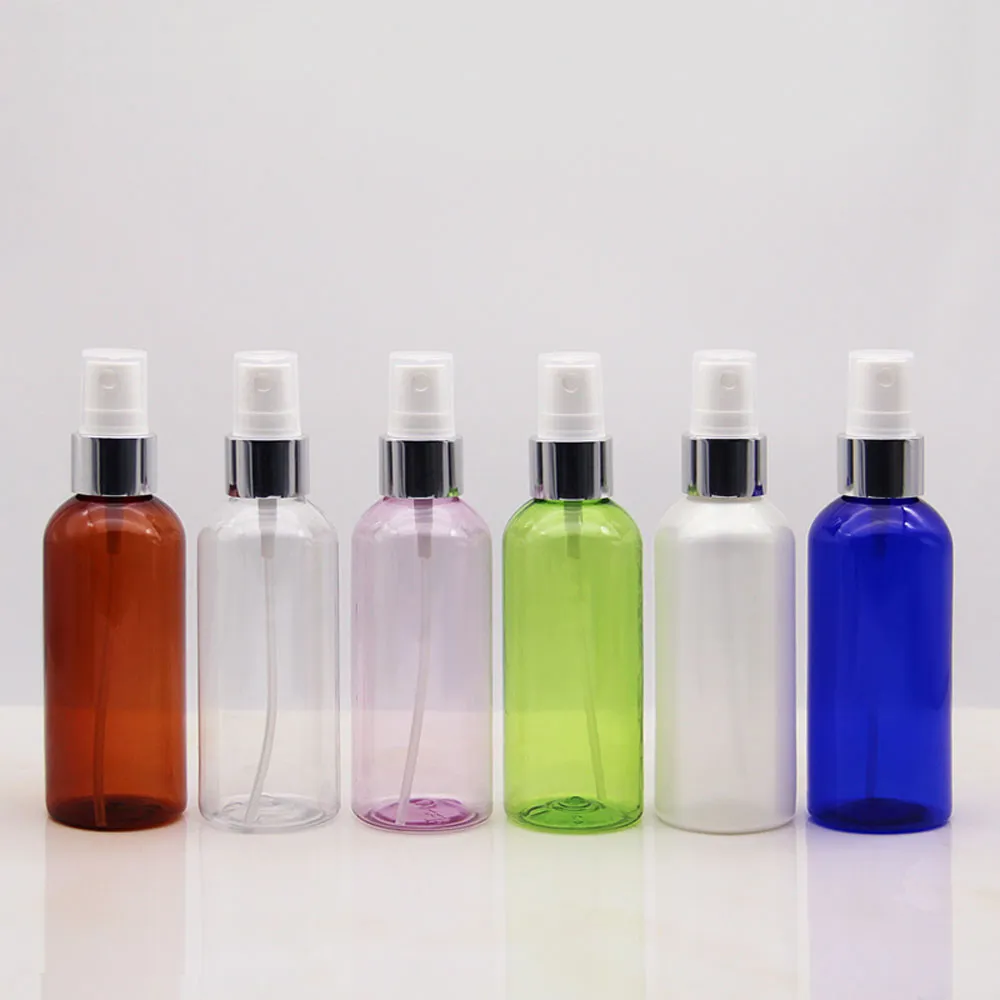 100ml x 50 Spray Tomma flaskor för parfymer, 100cc Pet Container med sprutpump Fin Mistflaska Kosmetisk Förpackning