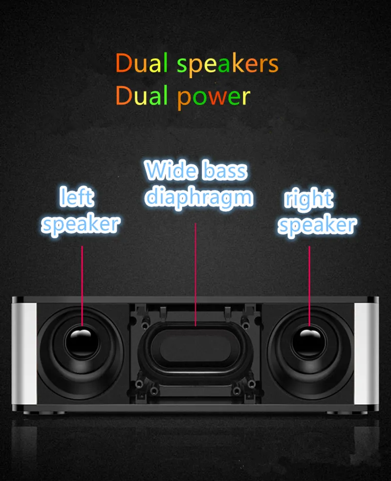 Freeshipping Bluetooth Speaker Big Power 10W HIFI Portable Wireless Speaker Alarm Clock FM Radio Subwoofer Bass Speaker Support TF Card USB