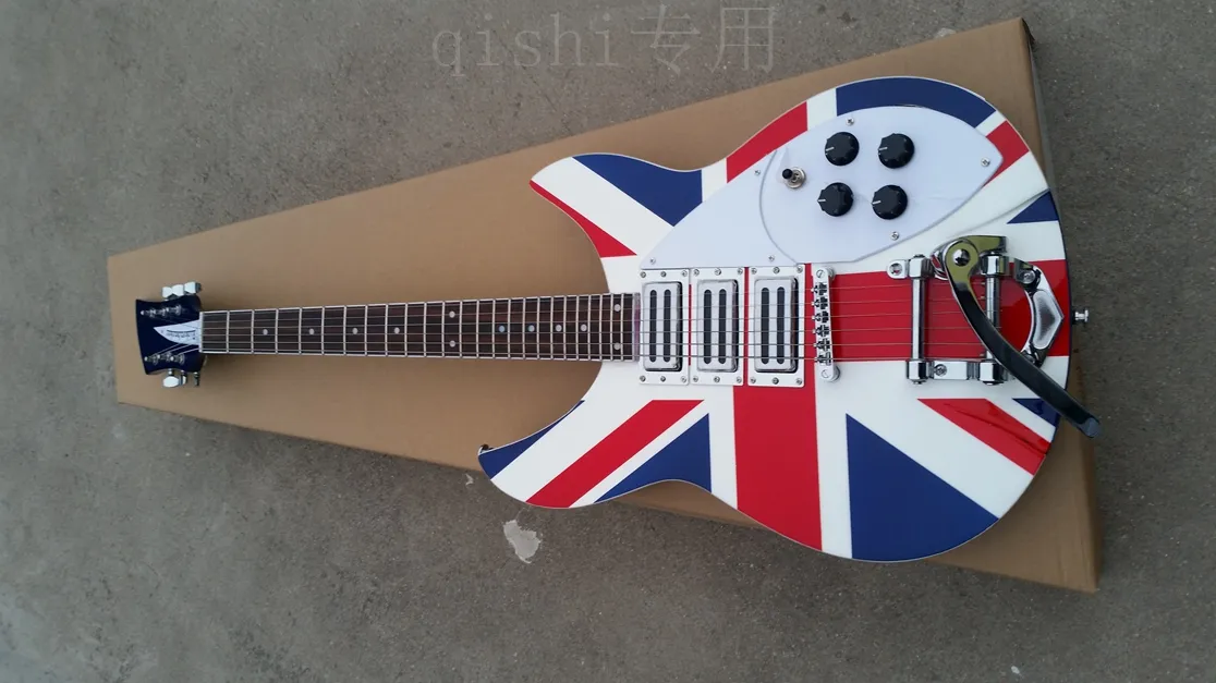 flag top electric guitar three pickups 24 fret rose wood fingerboard free shipping beautiful and wonderful