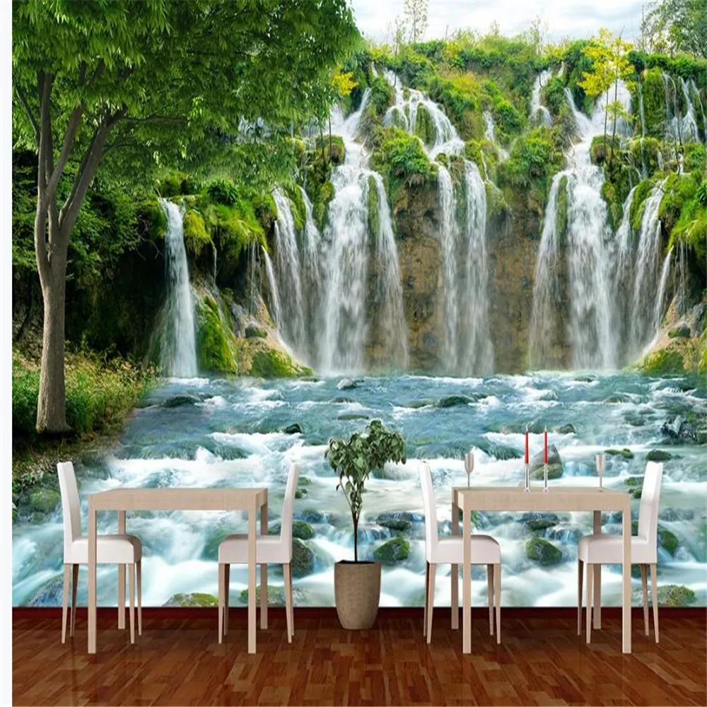 Custom 3d murals wallpaper for living room Waterfall wallpapers 3D landscape background wall mural