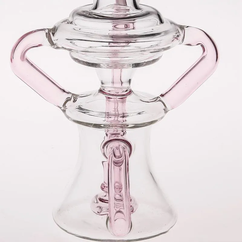 Pink 20cm Tall Hookahs Water Pipes dab Recycler Oil Rigs Glass Bong With Perc percolator Circulation