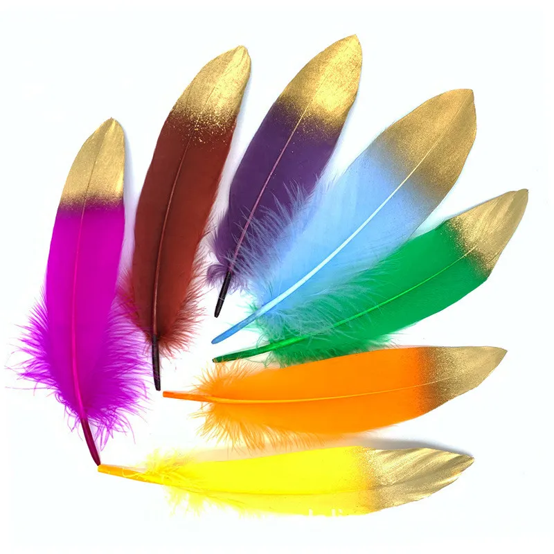 5-7 inches Gold Plated Feathers For Christmas & Wedding Party Decoration & DIY Handicrafts Accessories Home Decoration DHL Free Shipping