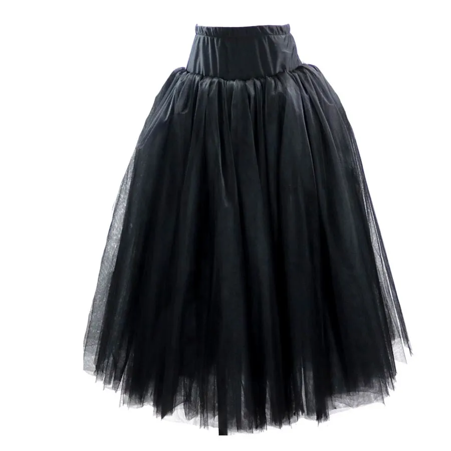 Woman Long Ballet Half Skirt Black Romantic Ballet Tutu for Girl 4 Layer Soft Tulle Ballerina Practice Costumes Dance Dress