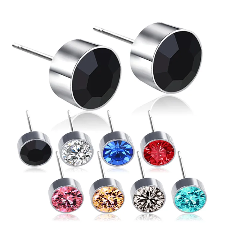 Boucles d'oreilles en diamant en acier inoxydable sans allergènes femmes mens oreille mode bijoux volonté et cadeau de sable