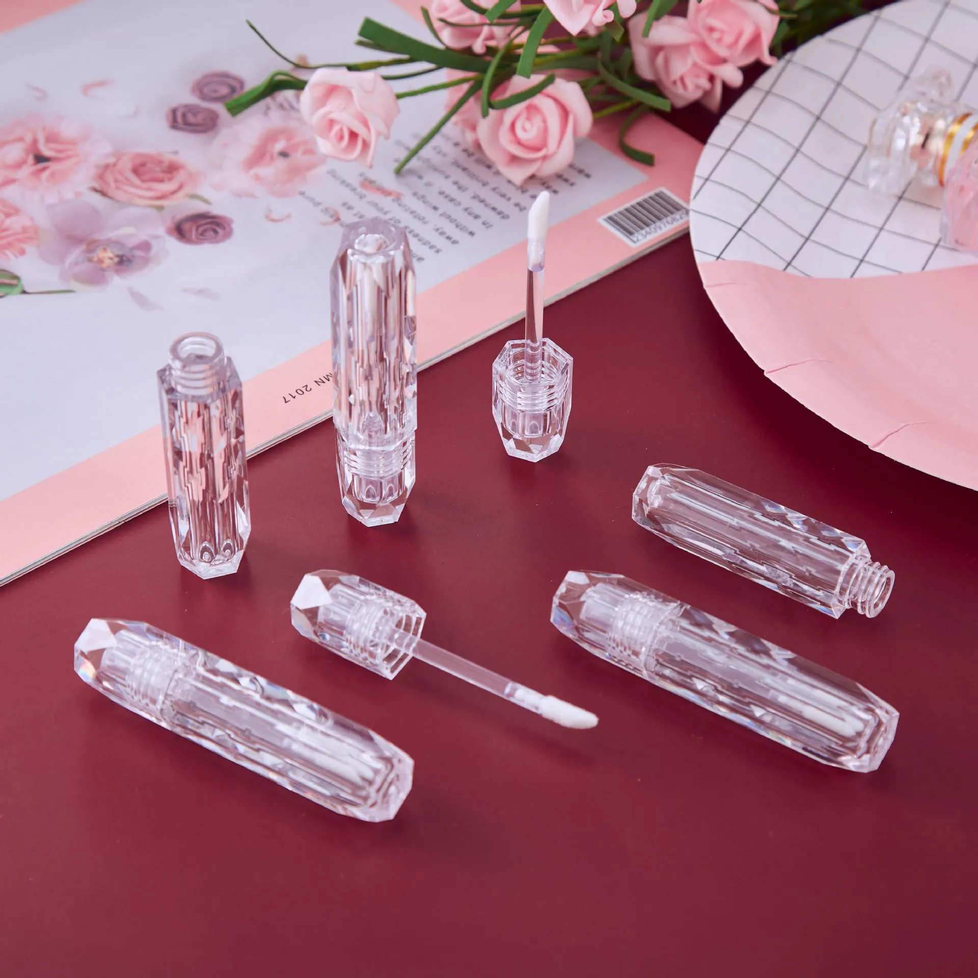 3ML Diamond Shape Lege Plastic Lip Gloss Verpakking Buizen met Wand Make Balm Containers Herbruikbare Fles Clear Top voor Lippenstift