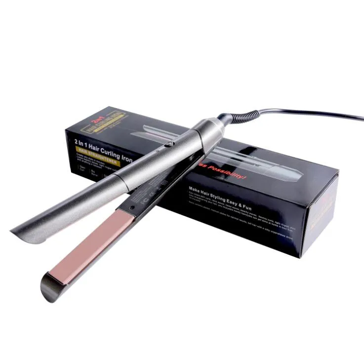 Ceramic Tourmaline Ionic Flat Iron Hair Straightener Thermostatic Straightens & Curls