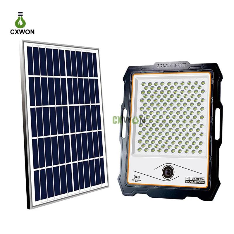 LED Solar Security Light Wal Lâmpadas 200W 300W Câmera Wi-Fi 16G 32G TF Cartão De Detecção de Movimento Do Alarme Monitor de Alarme Spotlight Outdoor