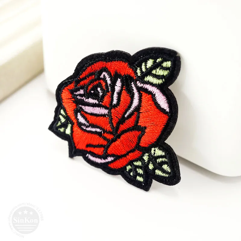 Rose (taille: 5.0x5.4cm), Badges en tissu, bricolage, réparation, décoration, sac en jean, chapeau, vêtements, couture, décoration appliquée