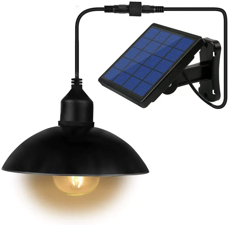 Outdoor Solar Lights, IP65 Vattentät 16.4FT Cord Utomhusljus Svart Mini Hängande Ljus LED Lampor för Garden Patio Hem