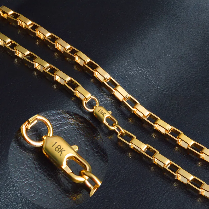 4mm Cuban Link Łańcuchy Męskie 18K Złoty Naszyjnik Hip Hop Biżuteria Prezenty Naszyjniki dla Kobiet 20 cali Luksusowe Akcesoria Mody z Pieczęcią 18K