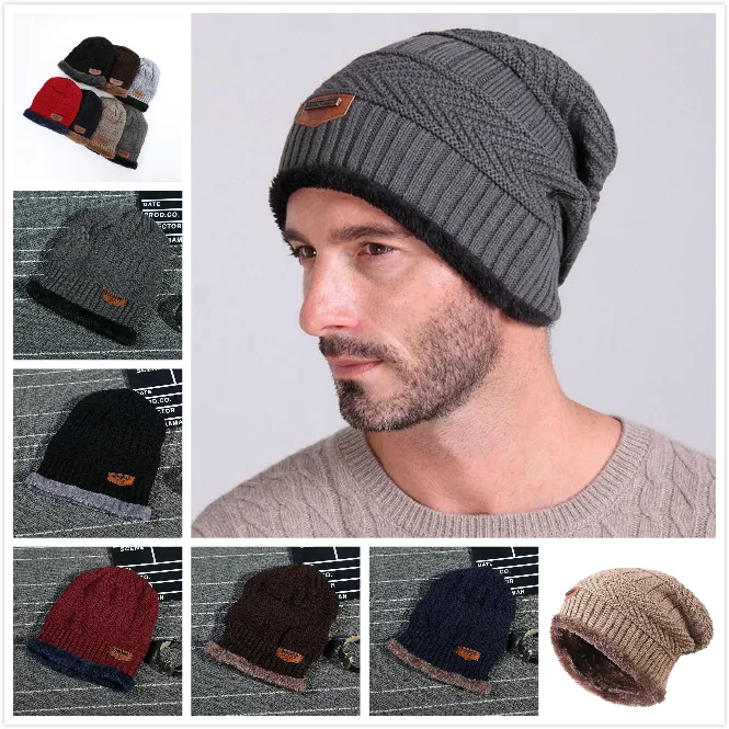 6 couleurs hiver bonnet chapeau taille adulte chaud tricot chapeau épais tricot crâne casquette pour hommes femmes