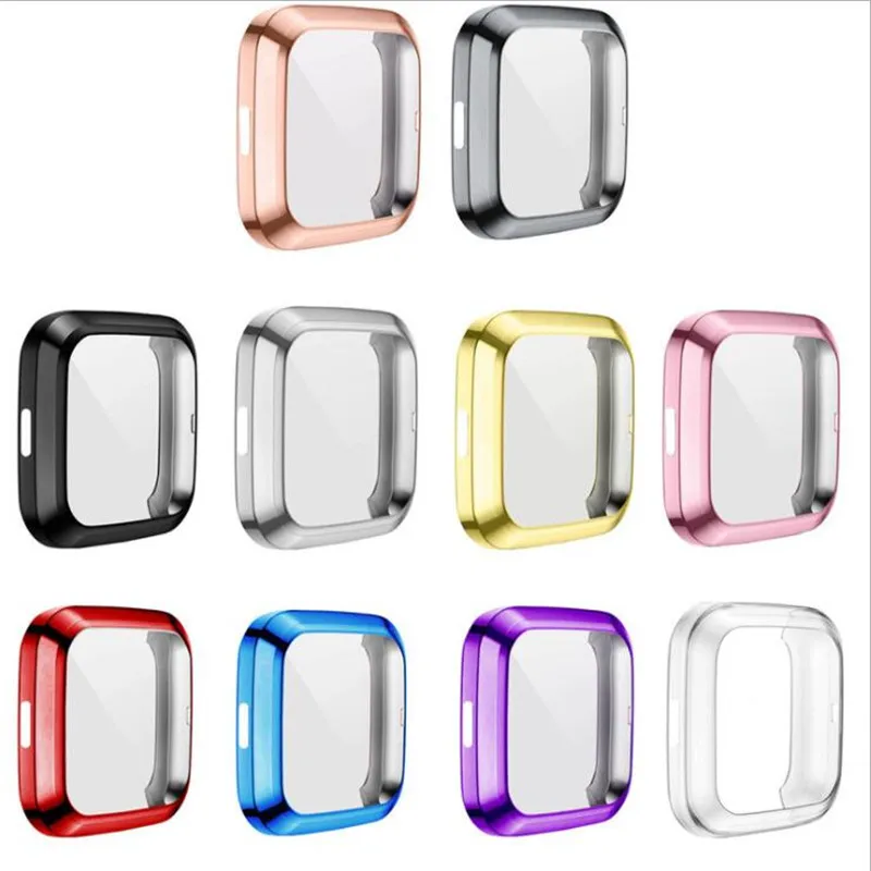 Soft Plating TPU Case Cover voor Fitbit Versa 2/1 Super Slanke Volledige bescherming Siliconen Bumper Frame Protecto Smart Watch Accessoires