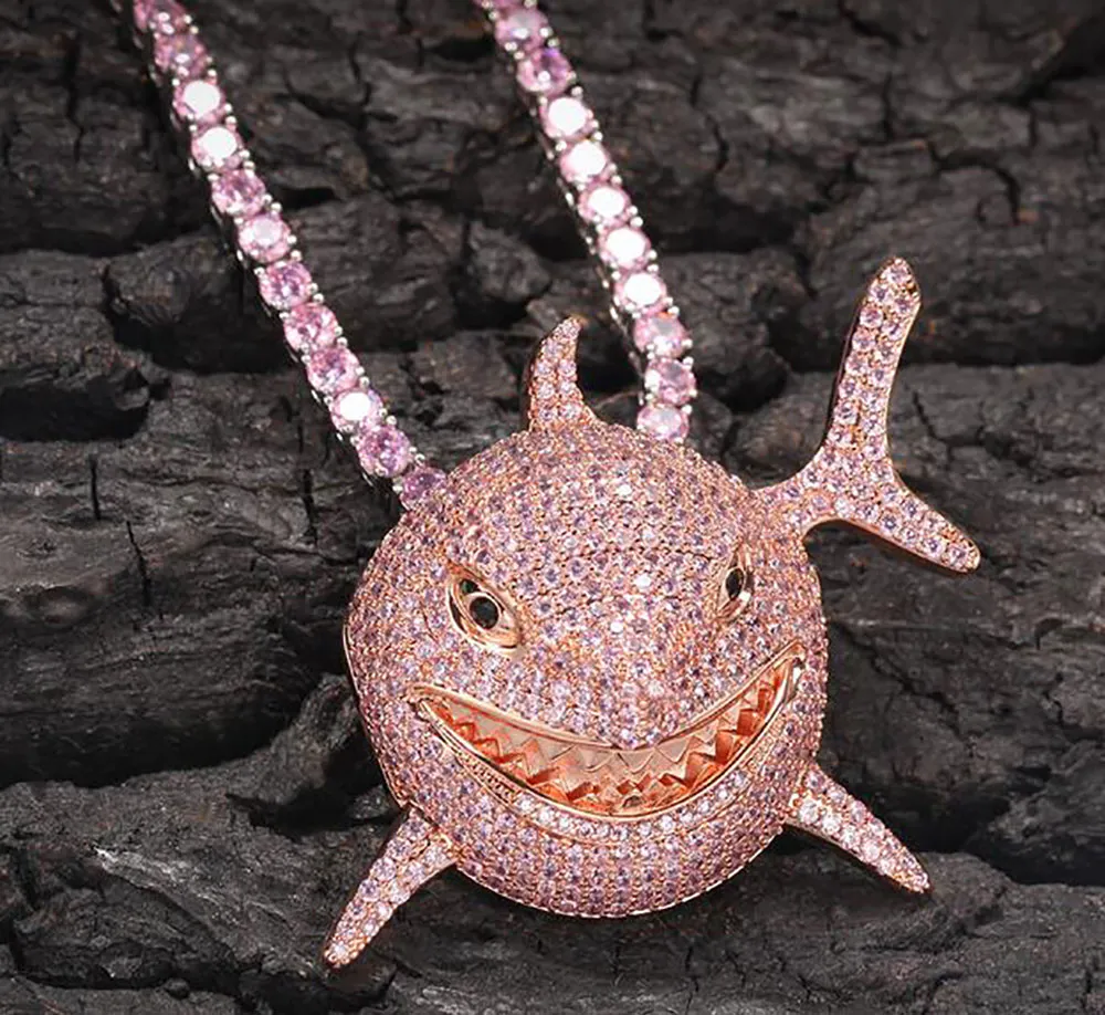 Iced out shark pendant deals