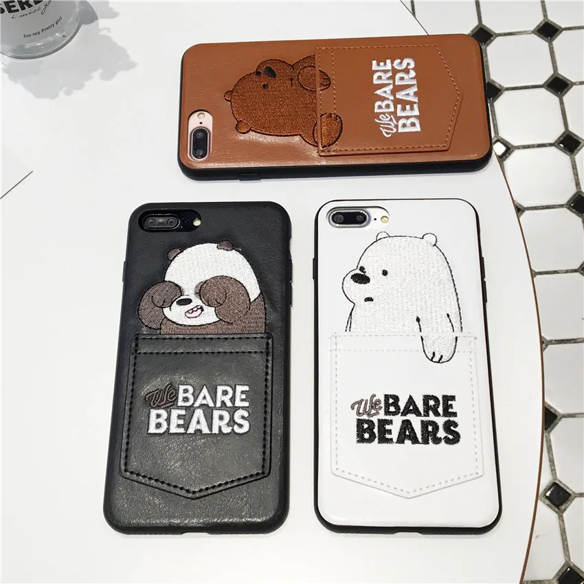 Mode iphone hoesje iPhone 11 / 11PRO / 11P MAX / XSMAX 7P / 8P 7/8 XR X / XS Designers Casual Bear Gedrukt Lederen Case 3 Stijl beschikbaar