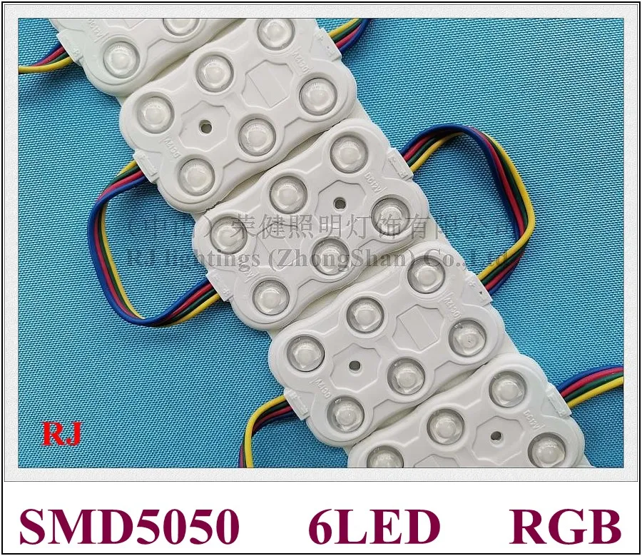 SMD 5050 RGB LED MODULE LED Módulo de publicidade Módulo de publicidade para sinal DC12V 65mm x 40mm x 8mm SMD5050 6LED 1,44W