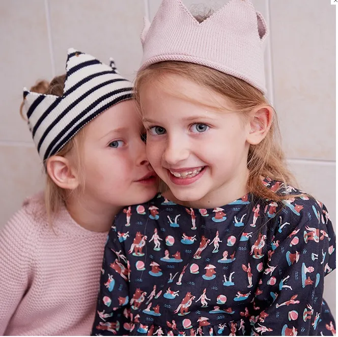 Fascia per capelli per bambini Cute Child Crown Vuoto Top Hat Berretti lavorati a maglia a righe Tenere al caldo 7 colori all'ingrosso