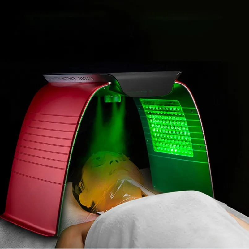 PDT 7 색 조명 LED 광자 테라피 안티 에이징을위한 PHOTINTH THERAPY FACIAL MASK는 목 얼굴 피부 젊 어 짐 치료와 냉간 스프레이 기능을 갖춘