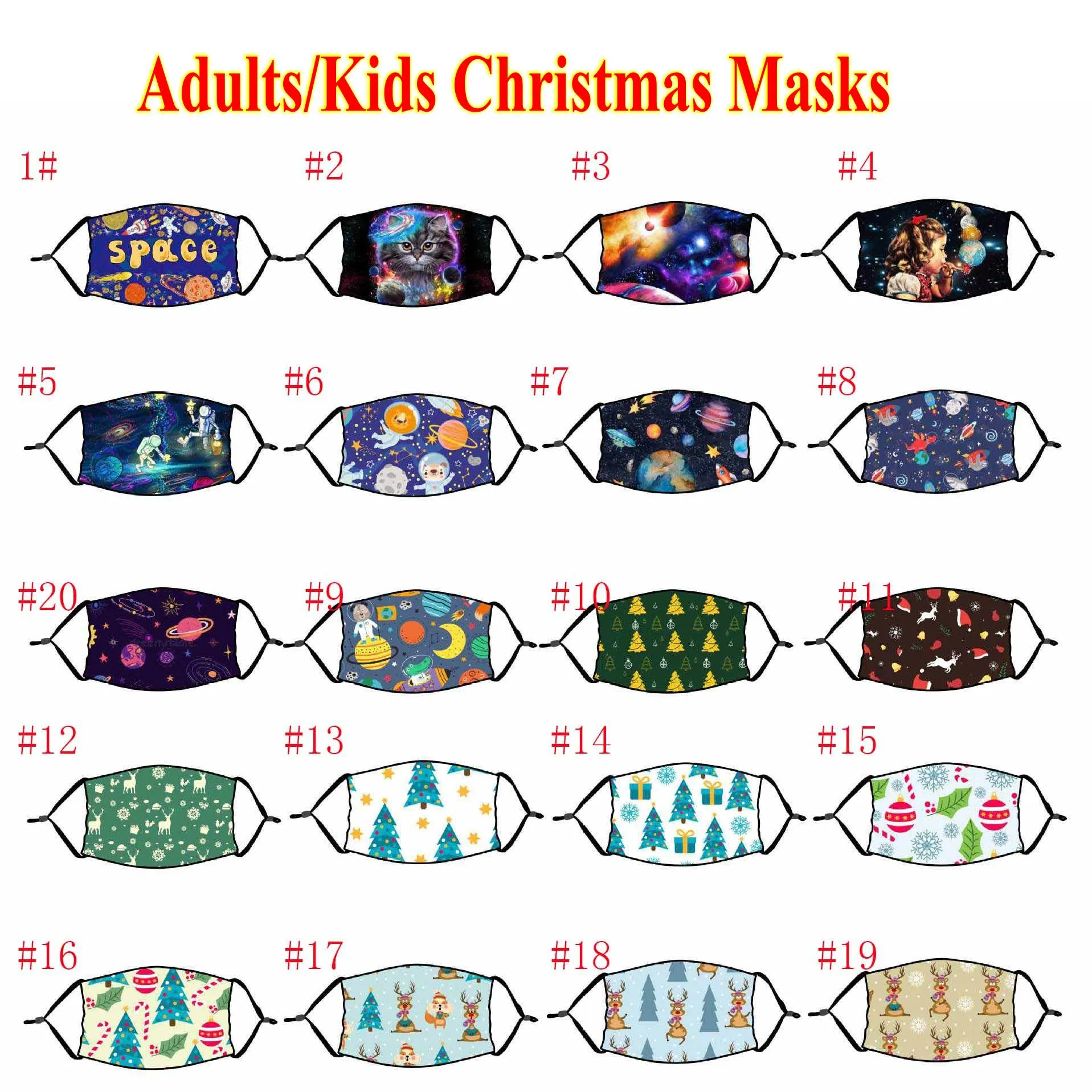 필터 FY4260와 미국 주식 패션 크리스마스 파티 마스크 3D 인쇄 성인 아이 얼굴 마스크 세척 재사용면 안티 먼지 입 커버