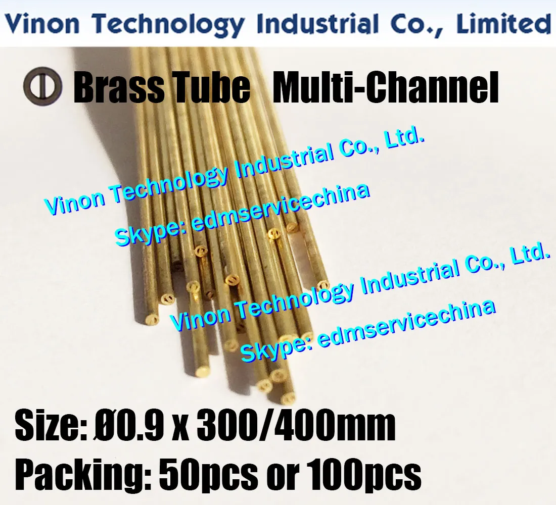 0.9x400mm Pirinç Tüp Çok Kanallı (50 adet veya 100 adet), Pirinç EDM Boru Dia. = 0.9mm Uzunluk = 400mm, Pirinç Elektrot Tüp Multihole EDM Delme