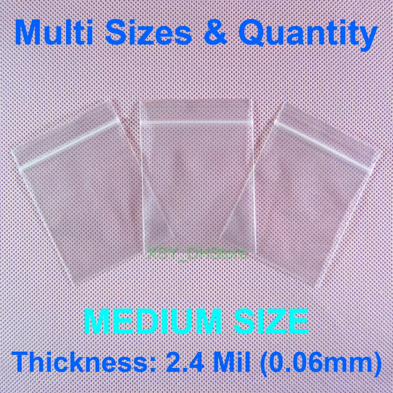 Taglie multiple Quantità 2,4 Mil Sacchetti con cerniera in polietilene DIMENSIONE MEDIA Pollici (da 4,3 a 6,7) x (6,3" - 9,8") Imballaggio in plastica (11 17 cm) * (160 250 mm)