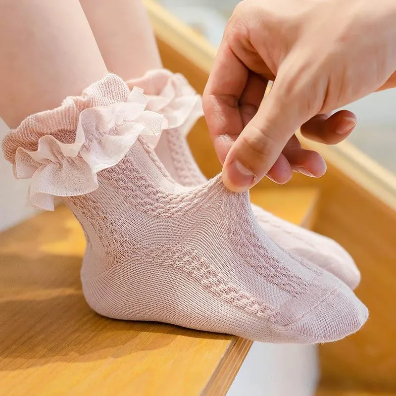 Nowy Przybył Koronki Skarpetki Skarpetki Bawełniane Dzieci Skarpetki Księżniczka Skarpety Dance Sweet Sock Sock Girls Clothing Odzież dziecięca