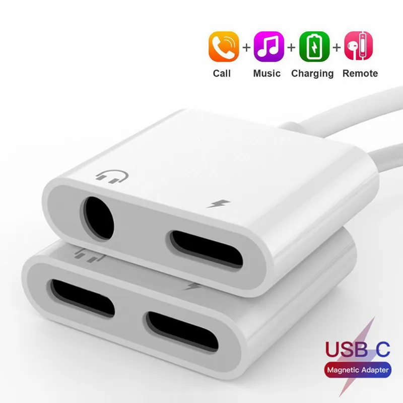 Câble adaptateur double USB-C vers jack 3,5 mm / musique et charge