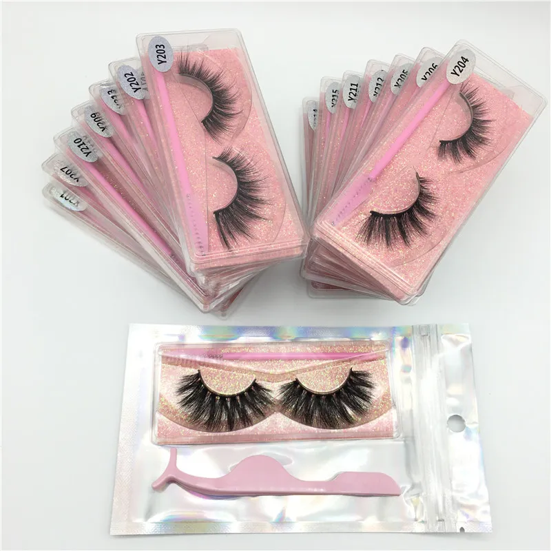 3D Mink Eyelashes Atacado 15 estilos 3D Mink Lashes Natural Espesso Fluffy Mink Lashes Extensão Maquiagem Macio Falso Olho Cílios com Tweezer Set