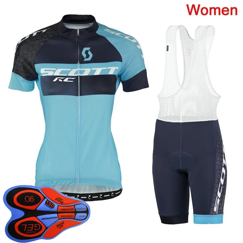 2021 Été Scott Team Femmes Cyclisme Jersey à manches courtes Cuissard respirant Séchage rapide Vélo Tenues Vélo Sports Uniforme Y21031819