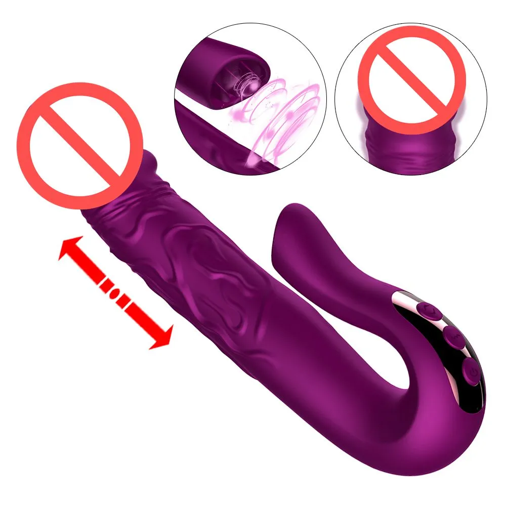 Vibratore del dildo Rotazione telescopica Massaggio del punto G Vagina Stimolatore del clitoride Lingua che lecca i giocattoli del sesso per le donne J1456