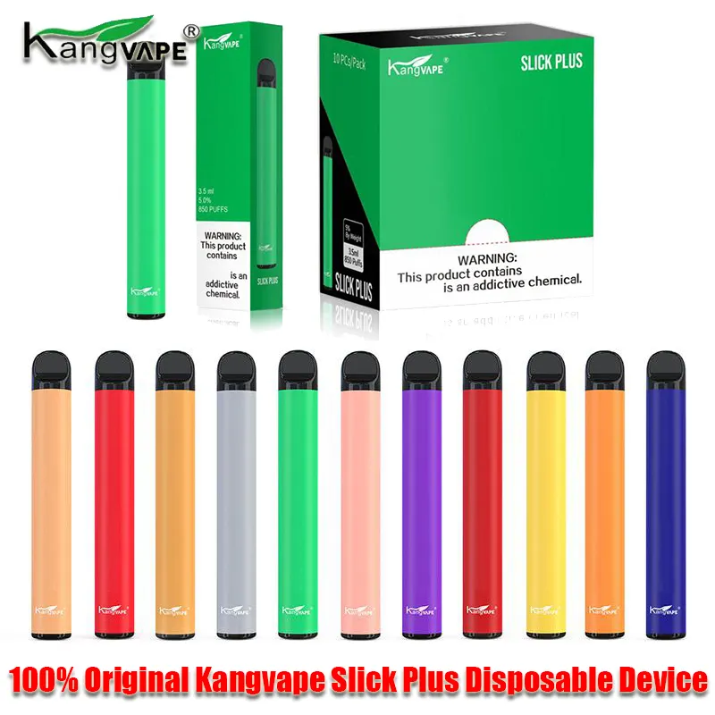 100% original Kangvape Slick Plus dispositivo desechable Pod Pen Kit de batería 550mAh 3,5 ml pre-llenado del cartucho 800 Puff Vape Vacío pluma auténtica