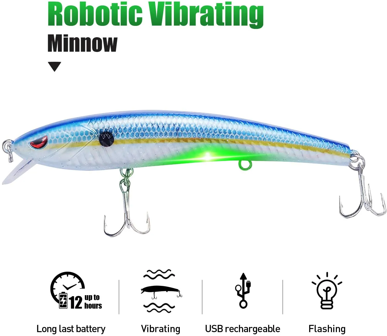 AILHM Robotic Fishing Lures, Electric USB Rechargeable LED Light 5
