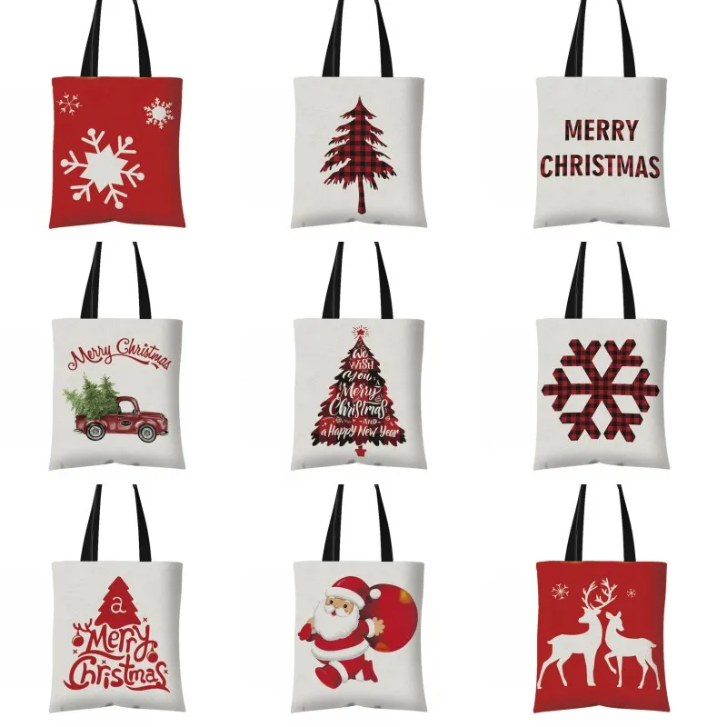 Kerst canvas handtas dames 40 * 45 cm canvas boodschappentas Halloween kerst ontwerp Merry Christmas Dames Canvas ToteBag