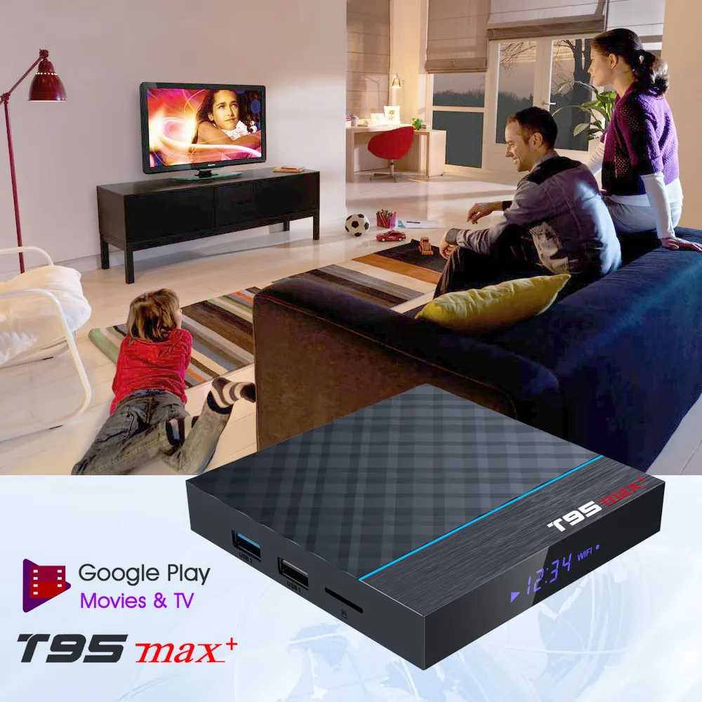 T95 MAX PLUS AMLOGIC S905X3 TV Box Android 9.0 4GB 64GB Support Dual WiFi 8K 24FPS Netflix Smart TV