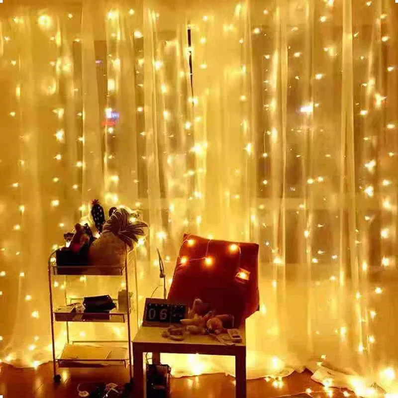 LED Gadget Christmas Lights Decoration Curtain String USB Fairy Light Garland Home Wedding Holiday Lighting Decor with Remote