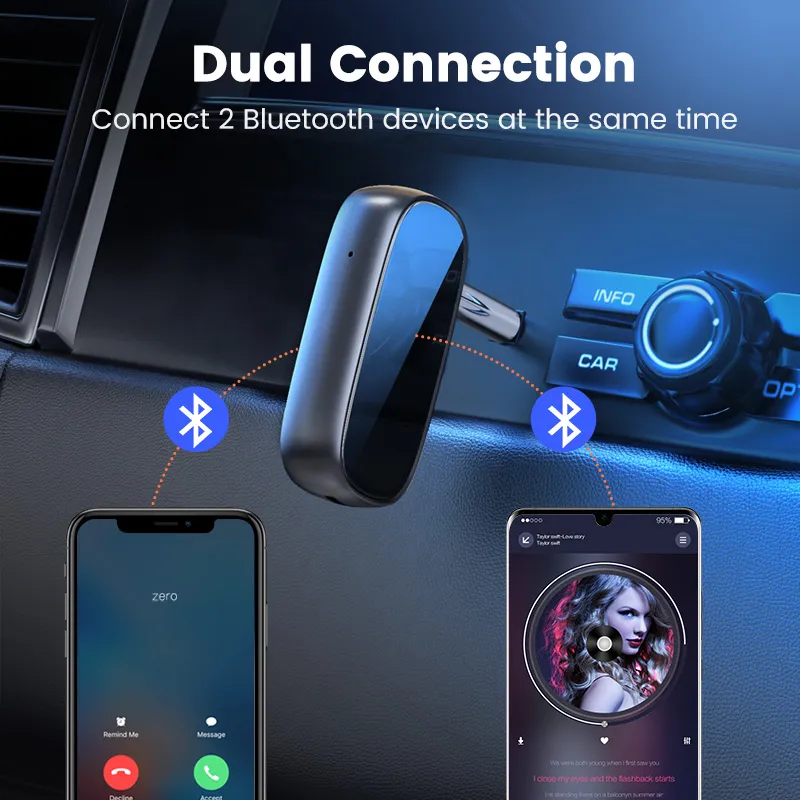Freeshipping Bluetooth-Empfänger 5.0 aptX LL 3,5-mm-AUX-Buchse Audio-Wireless-Adapter für Auto-PC-Kopfhörer Mic 3.5 Bluetooth 5.0-Rezeptor