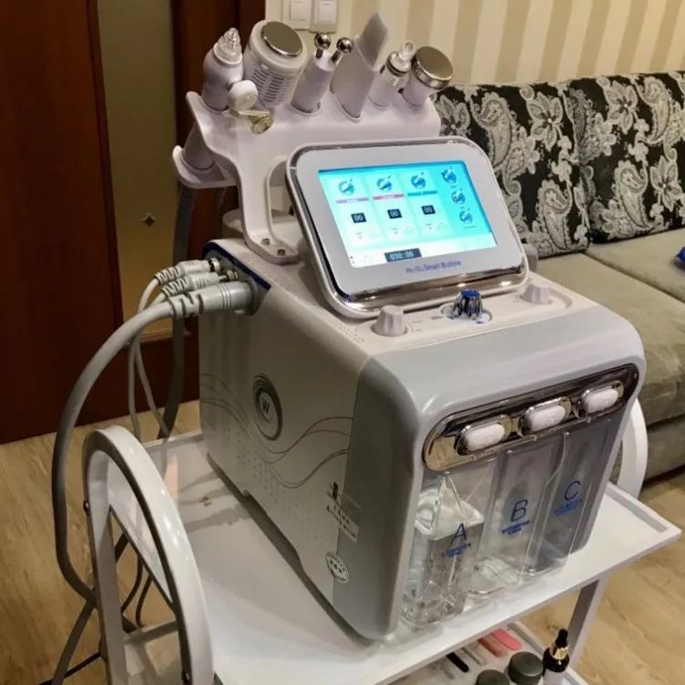 6 I 1 Hydradermabrasion+Skin Scrubber+RF+Cooling Hammer+Ultrasonic+Oxygen Spray Spa Machine